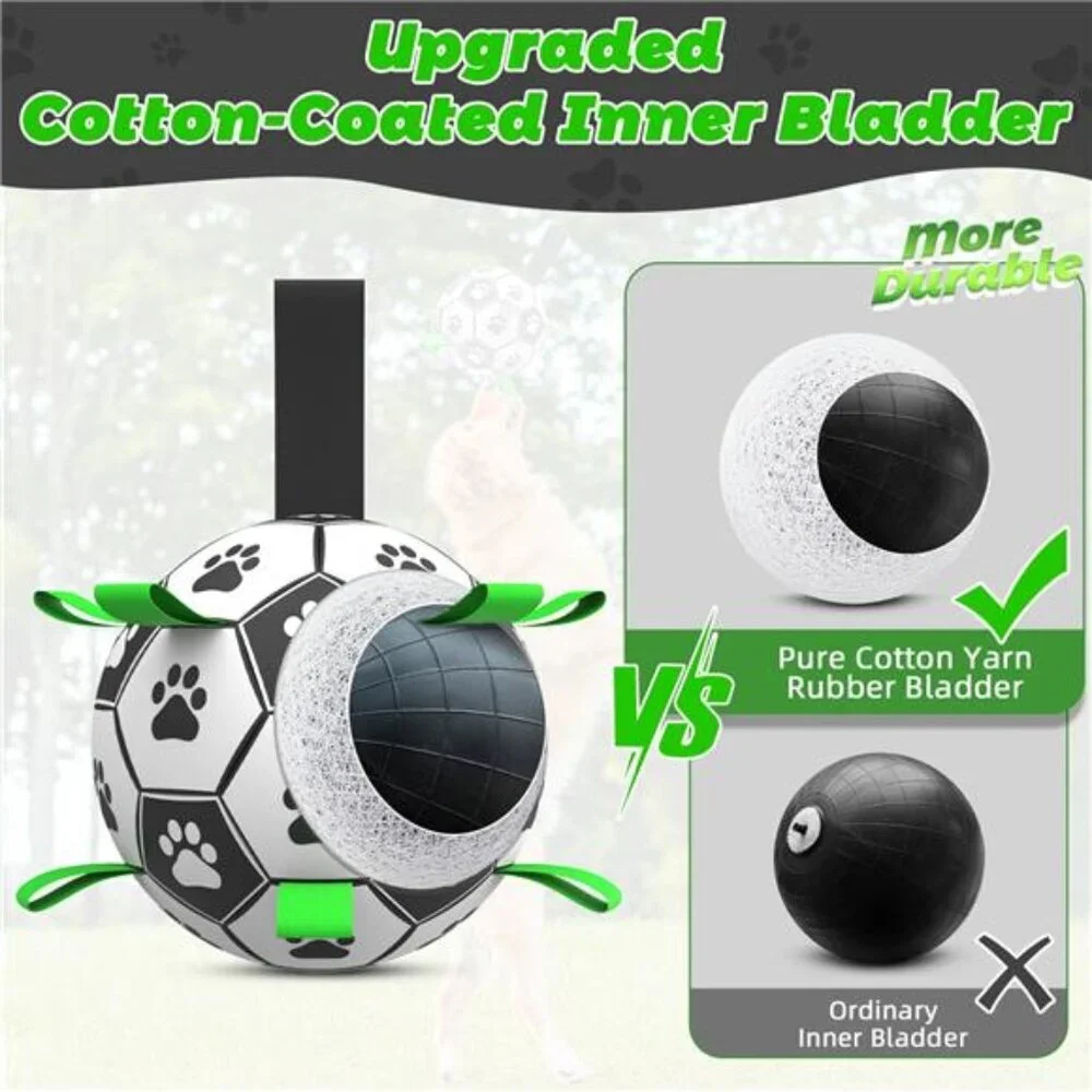 Durable Dog Toys Soccer Ball with Nylon Straps Hand Pump for Puppies